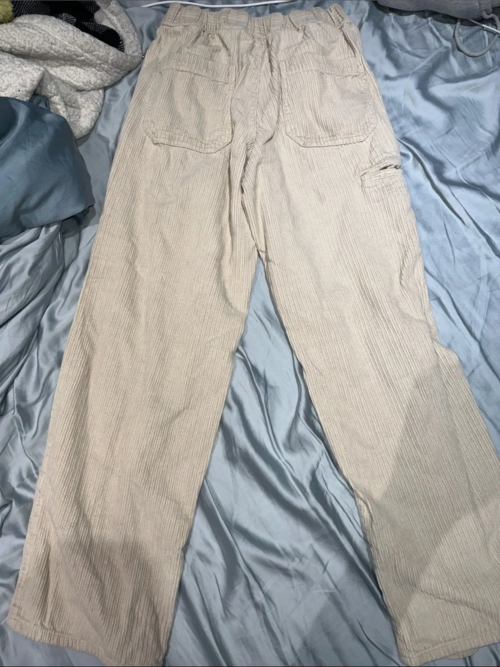Casual Men's Light Beige Corduroy Drawstring Pants